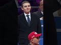 Barron Trump reacts to the crowd after dad acknowledges him at inauguration